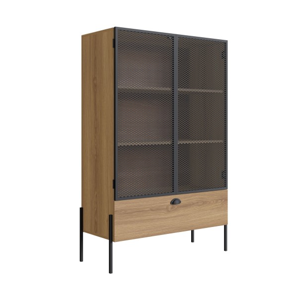 Encontraproduto.com.br - Cristaleira Industrial 2 Portas 1 Gaveta 93cm York Artesano Hanover/Preto