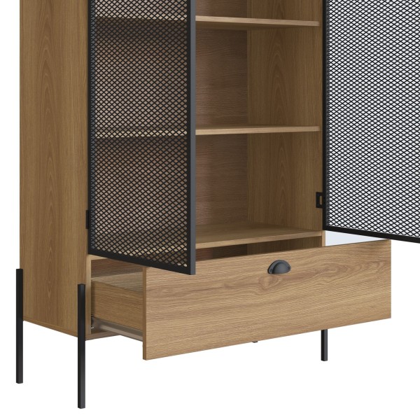 Encontraproduto.com.br - Cristaleira Industrial 2 Portas 1 Gaveta 93cm York Artesano Hanover/Preto
