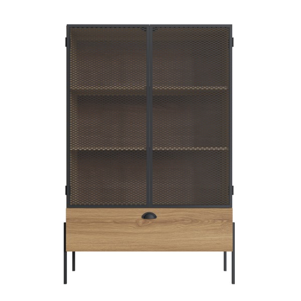 Encontraproduto.com.br - Cristaleira Industrial 2 Portas 1 Gaveta 93cm York Artesano Hanover/Preto