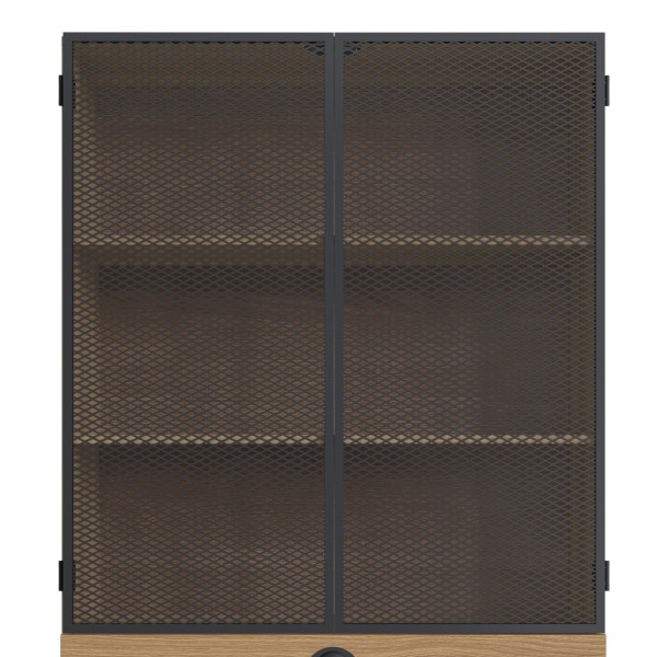 Encontraproduto.com.br - Cristaleira Industrial 2 Portas 1 Gaveta 93cm York Artesano Hanover/Preto