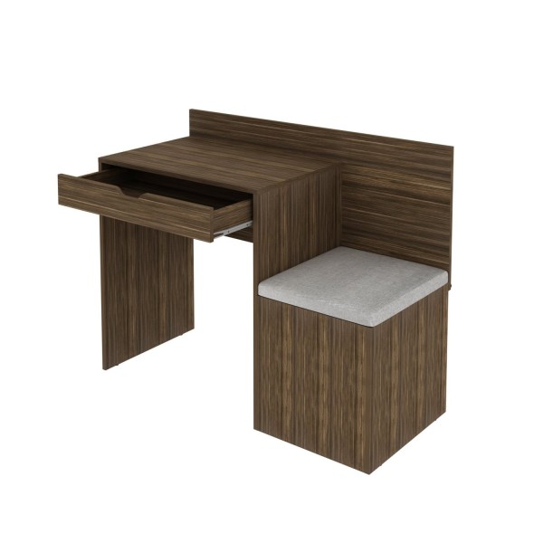 Encontraproduto.com.br - Escrivaninha 1 Gaveta com Puff Lateral 107,3x46,5cm ME4168 Nogal