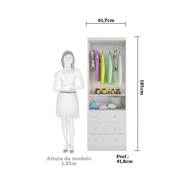 Encontraproduto.com.br - Quarto Bebê Completo Berço Guarda Roupa Cômoda Branco Brilho