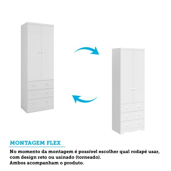 Encontraproduto.com.br - Quarto Bebê Completo Berço Guarda Roupa Cômoda Branco Brilho