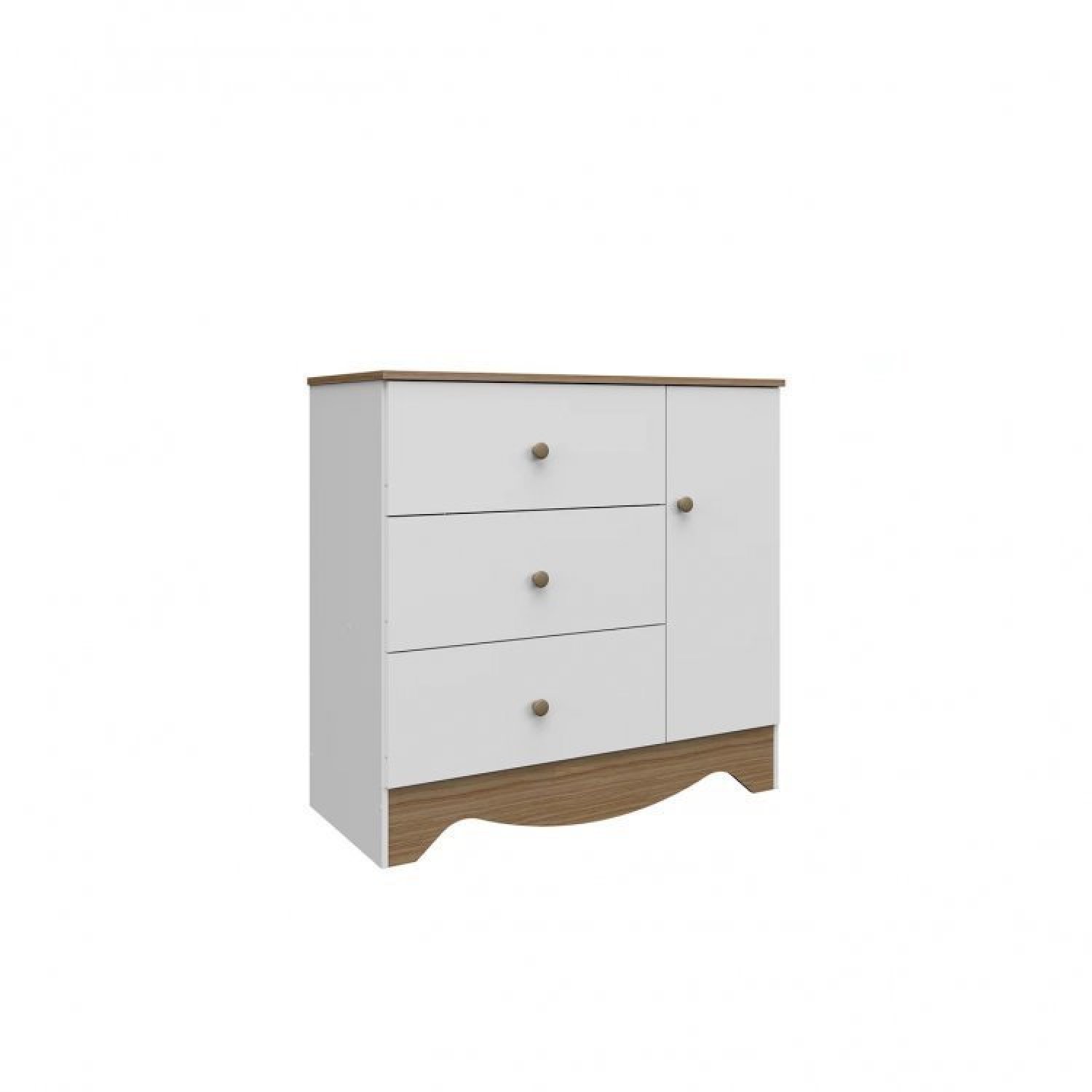 Encontraproduto.com.br - Quarto de Bebê Cômoda 3 Gavetas 1 Porta Berço Americano 3 em 1 Pirueta Espresso Móveis Branco Brilho/Carvalho