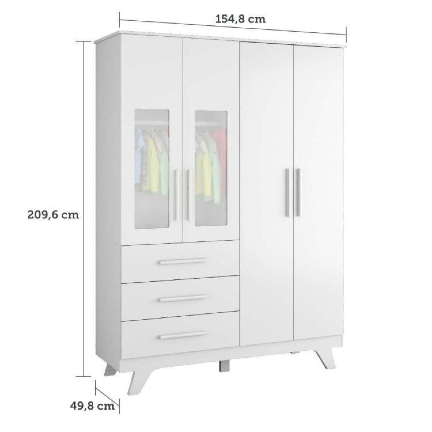Encontraproduto.com.br - Quarto de Bebê Completo com Berço e Guarda Roupa com Janela em Acrílico 100% MDF Jolie Retrô Branco/Brilho