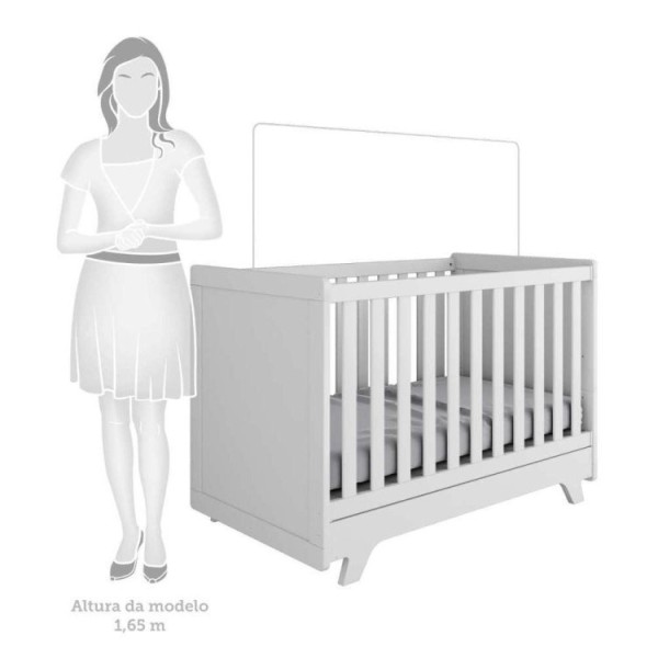 Encontraproduto.com.br - Quarto de Bebê Completo com Berço e Guarda Roupa com Janela em Acrílico 100% MDF Jolie Retrô Branco/Brilho