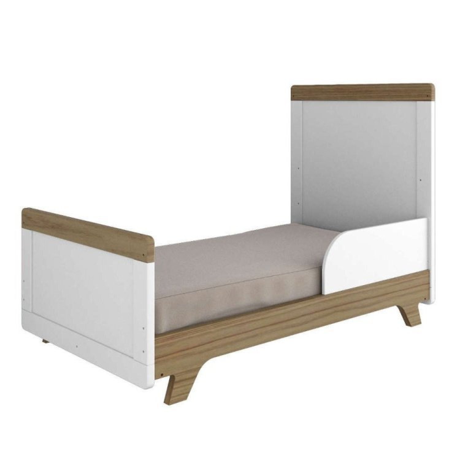 Encontraproduto.com.br - Quarto de Bebê Guarda Roupa 4 Portas 3 Gavetas Cômoda 1 Porta 4 Gavetas Berço Retrô Branco Brilho/Carvalho