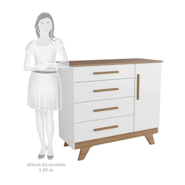 Encontraproduto.com.br - Quarto de Bebê Completo com Guarda Roupa Cômoda e Berço 100% MDF Jolie Retrô  Espresso Móveis Branco Brilho/Carvalho