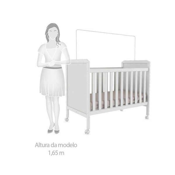 Encontraproduto.com.br - Quarto de Bebê com Cômoda 1 Porta e Berço Mini Cama 100% MDF Ciranda Móveis Peroba Branco Brilho