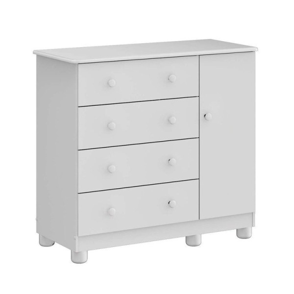 Encontraproduto.com.br - Quarto de Bebê com Cômoda 1 Porta e Berço Mini Cama 100% MDF Ciranda Móveis Peroba Branco Brilho