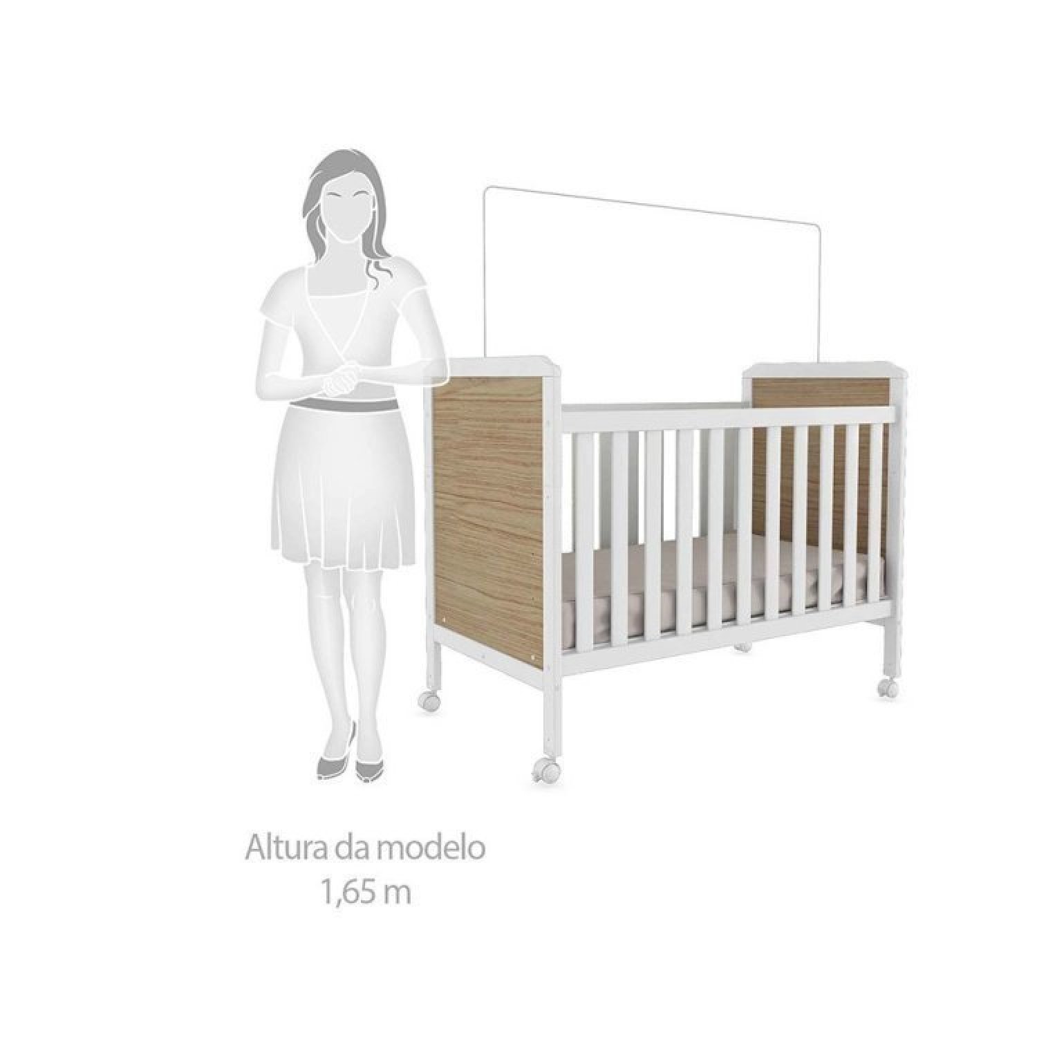 Encontraproduto.com.br - Quarto de Bebê com Berço Mini Cama  e  Cômoda Sapateira Ciranda Branco Brilho/Carvalho