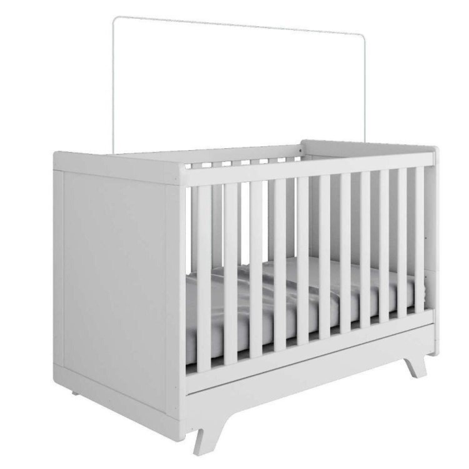 Encontraproduto.com.br - Quarto de Bebê Completo Berço Retrô com Guarda Roupa 4 Portas 3 Gavetas  100% MDF Jolie Branco Brilho