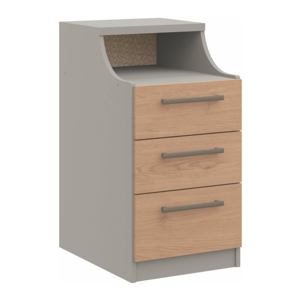Encontraproduto.com.br - Mesa de Cabeceira 3 Gavetas 1 Nicho Elegance Móveis Castro Níquel/Angelin