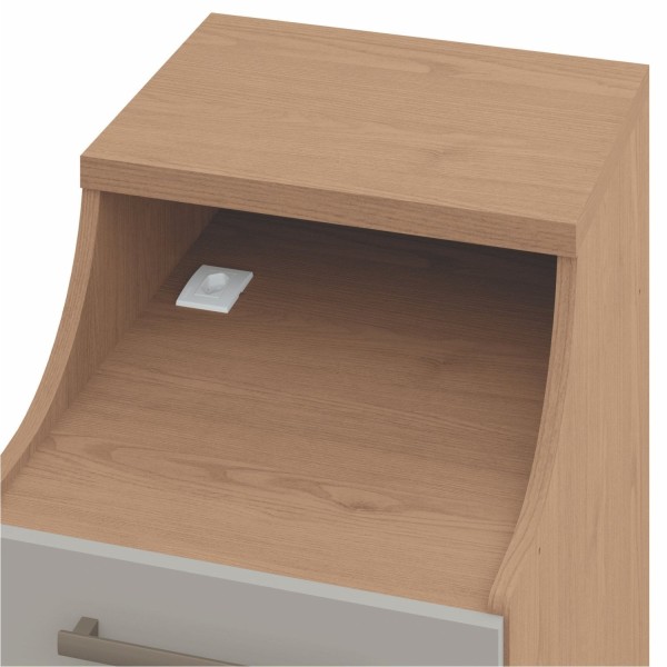 Encontraproduto.com.br - Mesa de Cabeceira 3 Gavetas 1 Nicho Elegance Móveis Castro Angelin/Níquel