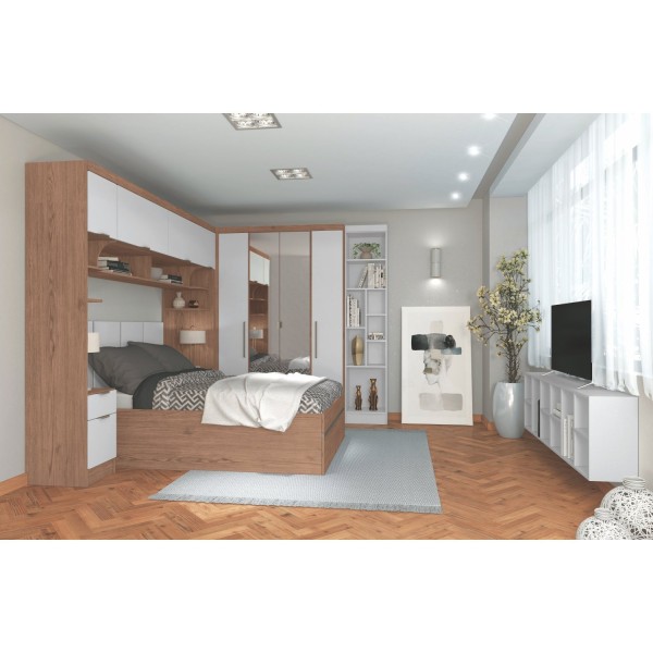 Encontraproduto.com.br - Armário Aéreo Ponte Modulado 2 Portas Infinity Móveis Castro Macadâmia/Branco