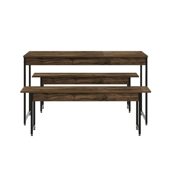 Encontraproduto.com.br - Conjunto Mesa De Jantar 2 Bancos Estilo Active Carvalho Dark