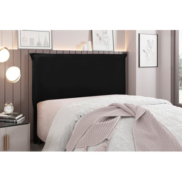 Encontraproduto.com.br - Cabeceira Casal 140cm Suede Veneza Spezzia Preto