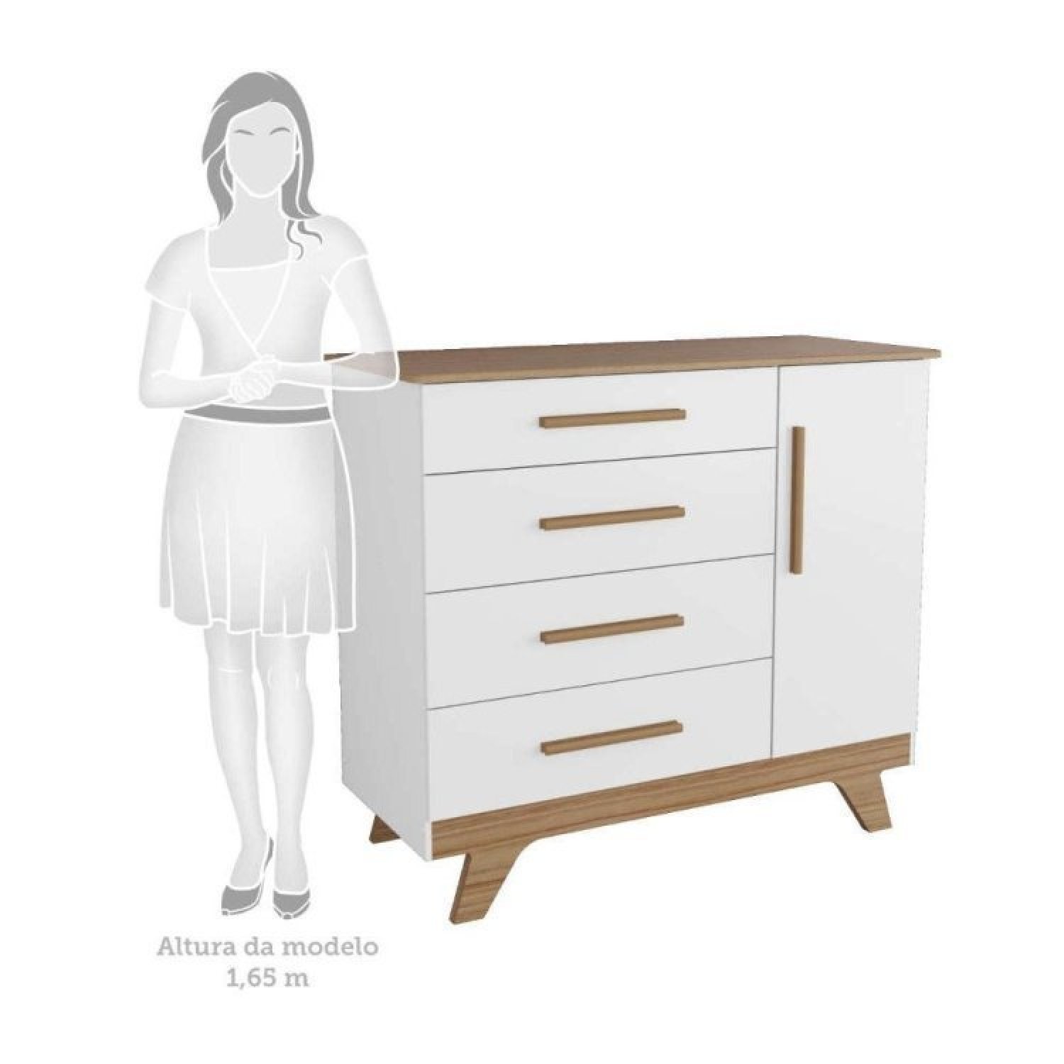 Encontraproduto.com.br - Quarto de Bebê com Cômoda 1 Porta e Berço Retrô Móveis Peroba Branco Brilho/Carvalho