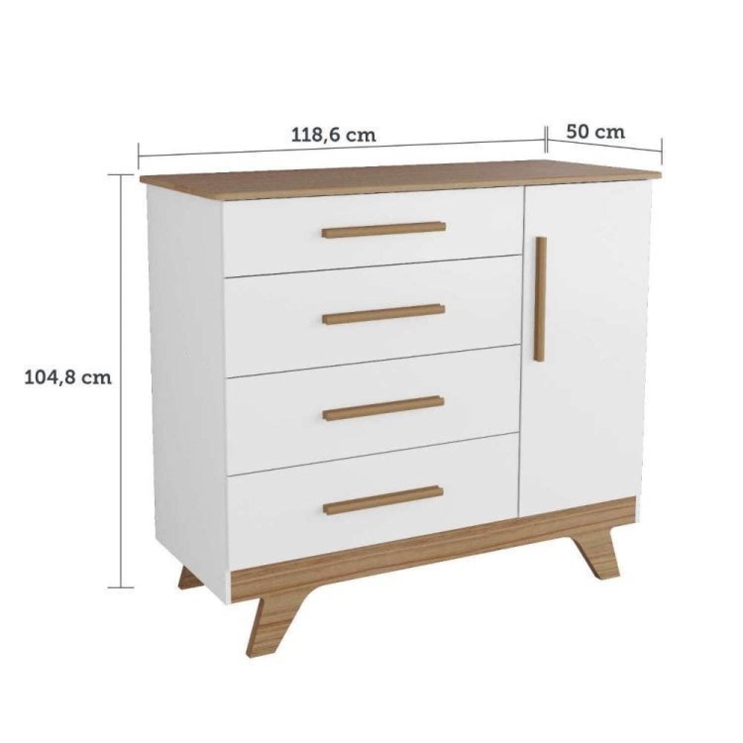 Encontraproduto.com.br - Quarto de Bebê com Cômoda 1 Porta e Berço Retrô Móveis Peroba Branco Brilho/Carvalho
