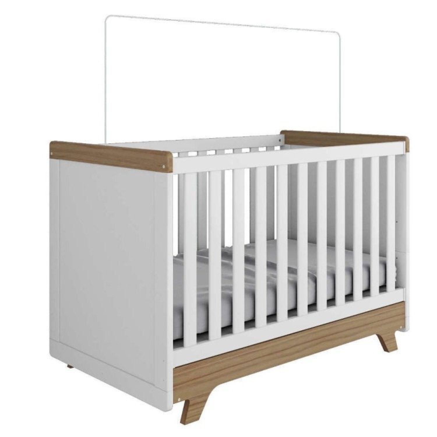 Encontraproduto.com.br - Quarto de Bebê com Cômoda 1 Porta e Berço Retrô Móveis Peroba Branco Brilho/Carvalho