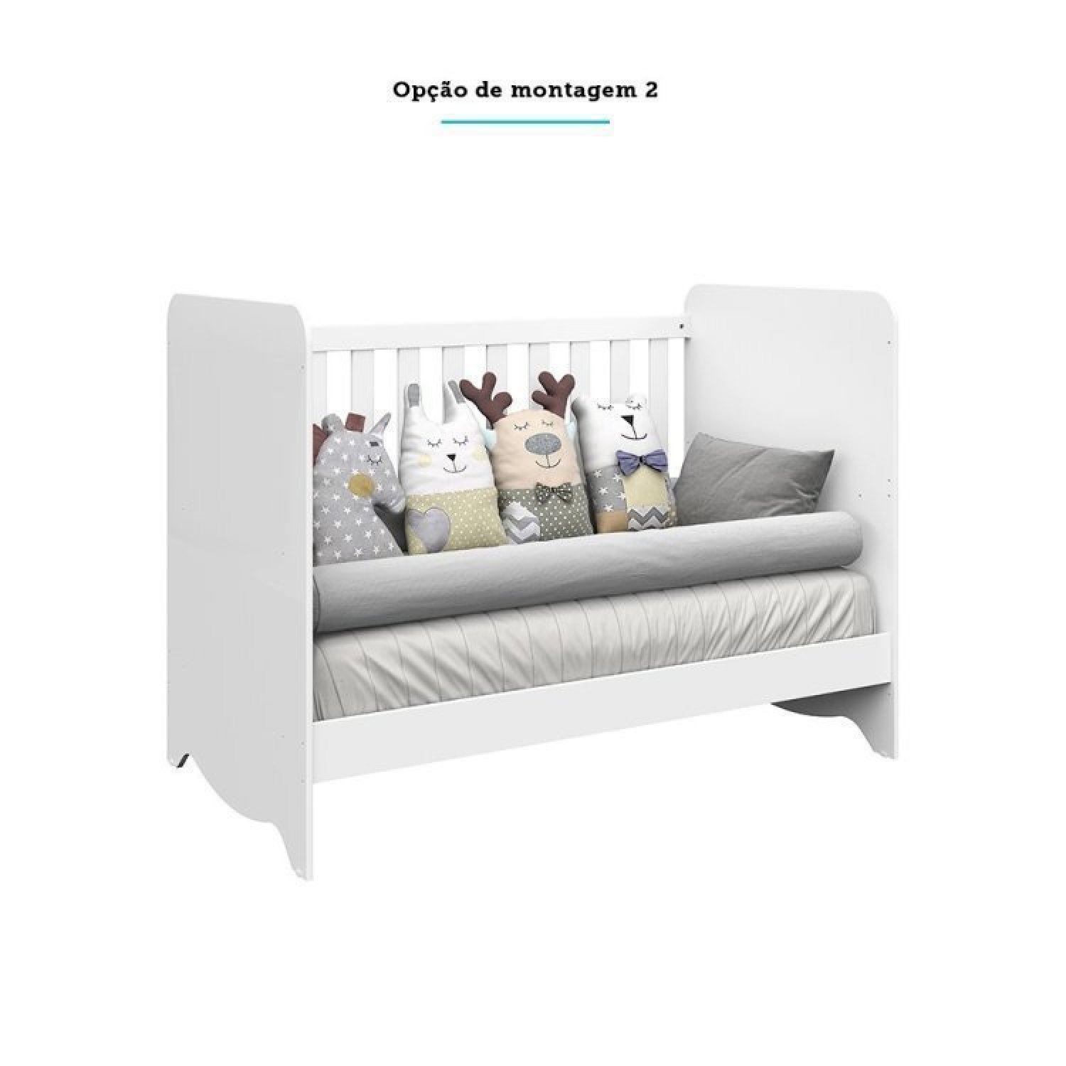 Encontraproduto.com.br - Quarto De Bebê Com Berço Americano 3 Em 1 E Cômoda 1 Porta 3 Gavetas Ben Móveis Peroba Branco Brilho