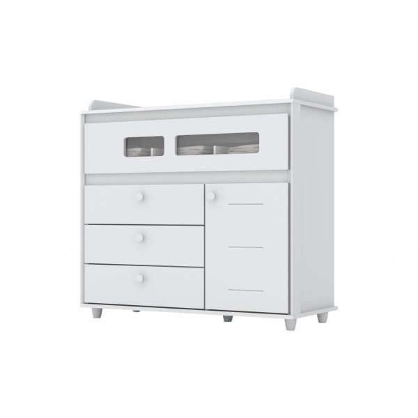 Encontraproduto.com.br - Quarto de Bebê Cômoda com Berço 3 em 1 Bolinha de Sabão Espresso Móveis Branco