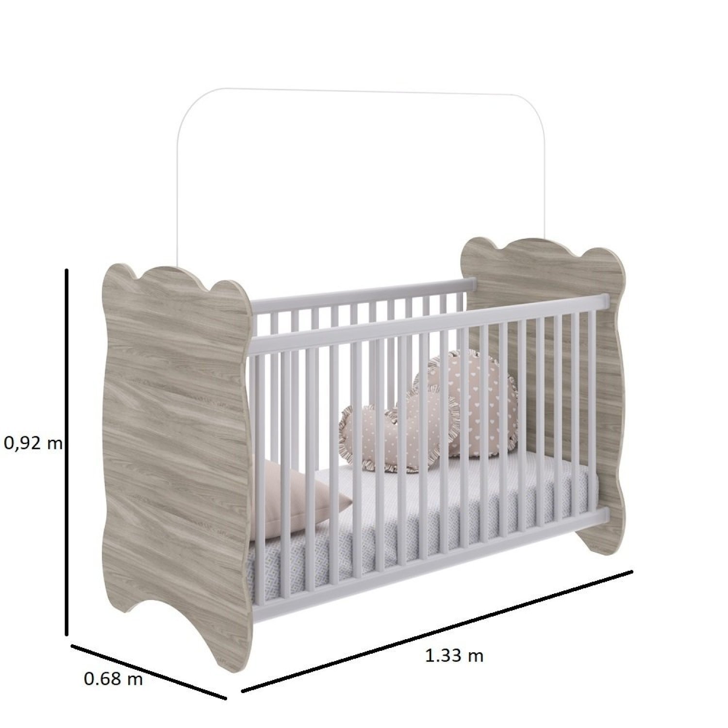Encontraproduto.com.br - Quarto de Bebê Completo Berço com Guarda Roupa 3 Portas 2 Gavetas 2 Nichos Algodão Doce Móveis Percasa Fresno/Branco