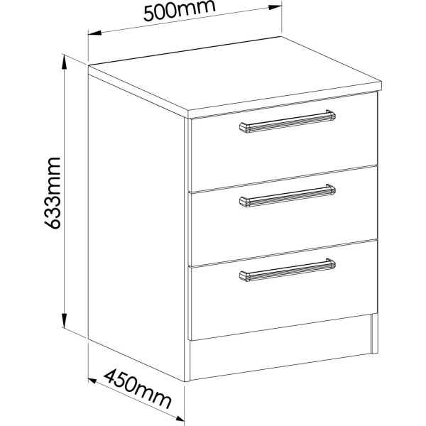 Encontraproduto.com.br - Mesa de Cabeceira Modulada 3 Gavetas Requinte+ Móveis Castro Branco Line/Macadâmia