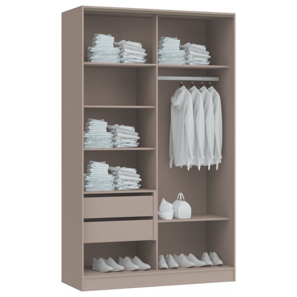 Encontraproduto.com.br - Guarda Roupa Modulado 2 Portas de Correr 2 Gavetas Requinte Duna Line/Branco Line/Branco Line