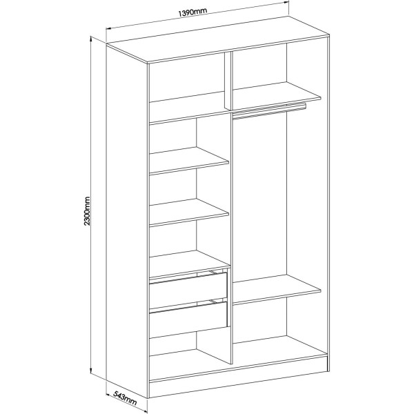 Encontraproduto.com.br - Guarda Roupa Modulado 2 Portas de Correr 2 Gavetas Requinte Duna Line/Branco Line/Branco Line