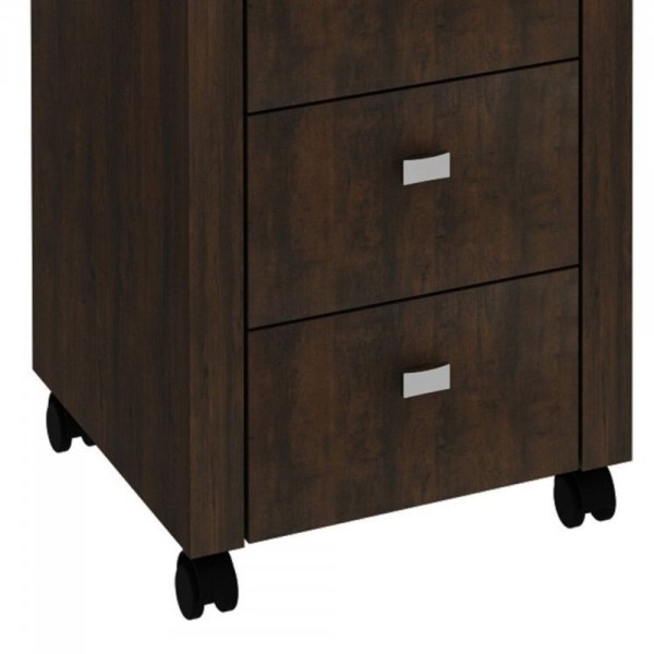 Encontraproduto.com.br - Conjunto Home Office 2 Peças Escrivaninha Com Gaveteiro 3 Gavetas Espresso Móveis Rústico