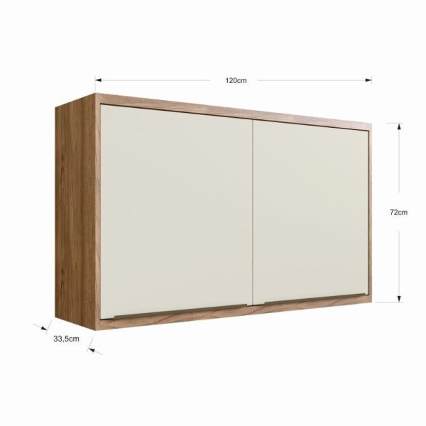 Encontraproduto.com.br - Cozinha Compacta 3 Peças 6 Portas 3 Gavetas Com Divisor De Talheres 2 Nichos Para Forno Viena Edez Louro Freijó/argila