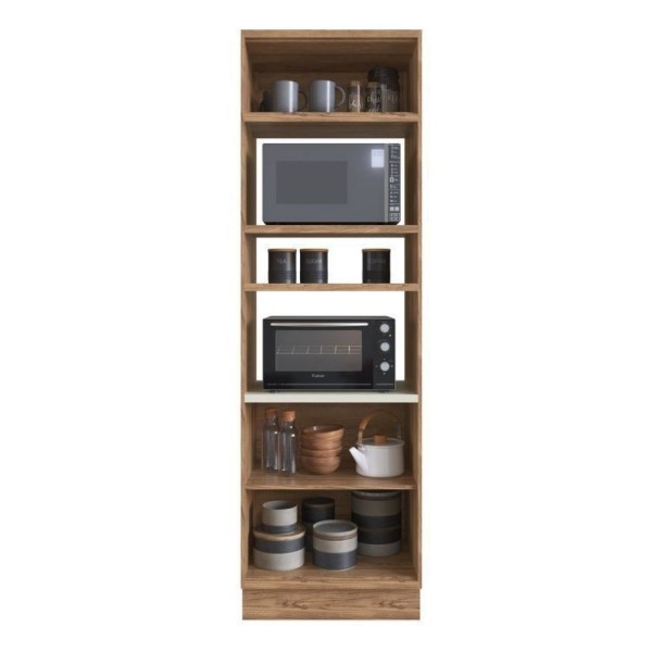 Encontraproduto.com.br - Cozinha Compacta 3 Peças 6 Portas 3 Gavetas Com Divisor De Talheres 2 Nichos Para Forno Viena Edez Louro Freijó/argila