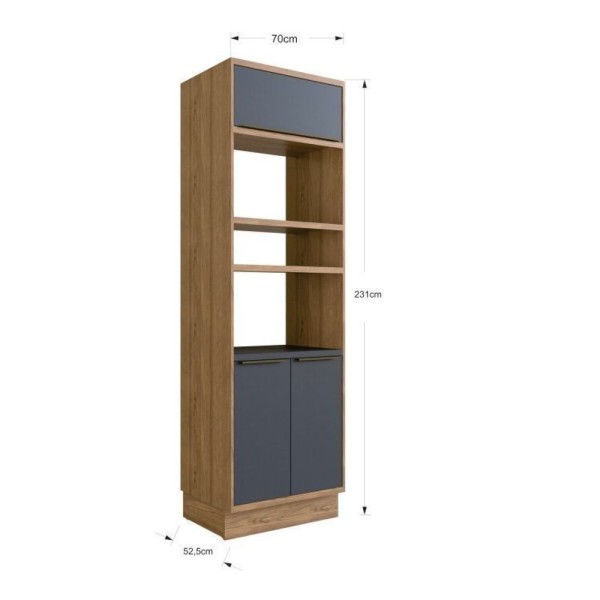 Encontraproduto.com.br - Cozinha Compacta 3 Peças 6 Portas 3 Gavetas Com Divisor De Talheres 2 Nichos Para Forno Viena Edez Louro Freijó/cinza