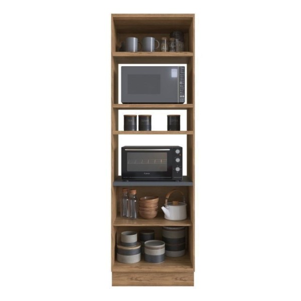 Encontraproduto.com.br - Cozinha Compacta 3 Peças 6 Portas 3 Gavetas Com Divisor De Talheres 2 Nichos Para Forno Viena Edez Louro Freijó/cinza