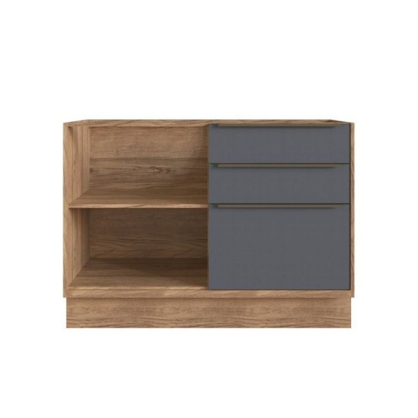 Encontraproduto.com.br - Cozinha Compacta 3 Peças 6 Portas 3 Gavetas Com Divisor De Talheres 2 Nichos Para Forno Viena Edez Louro Freijó/cinza
