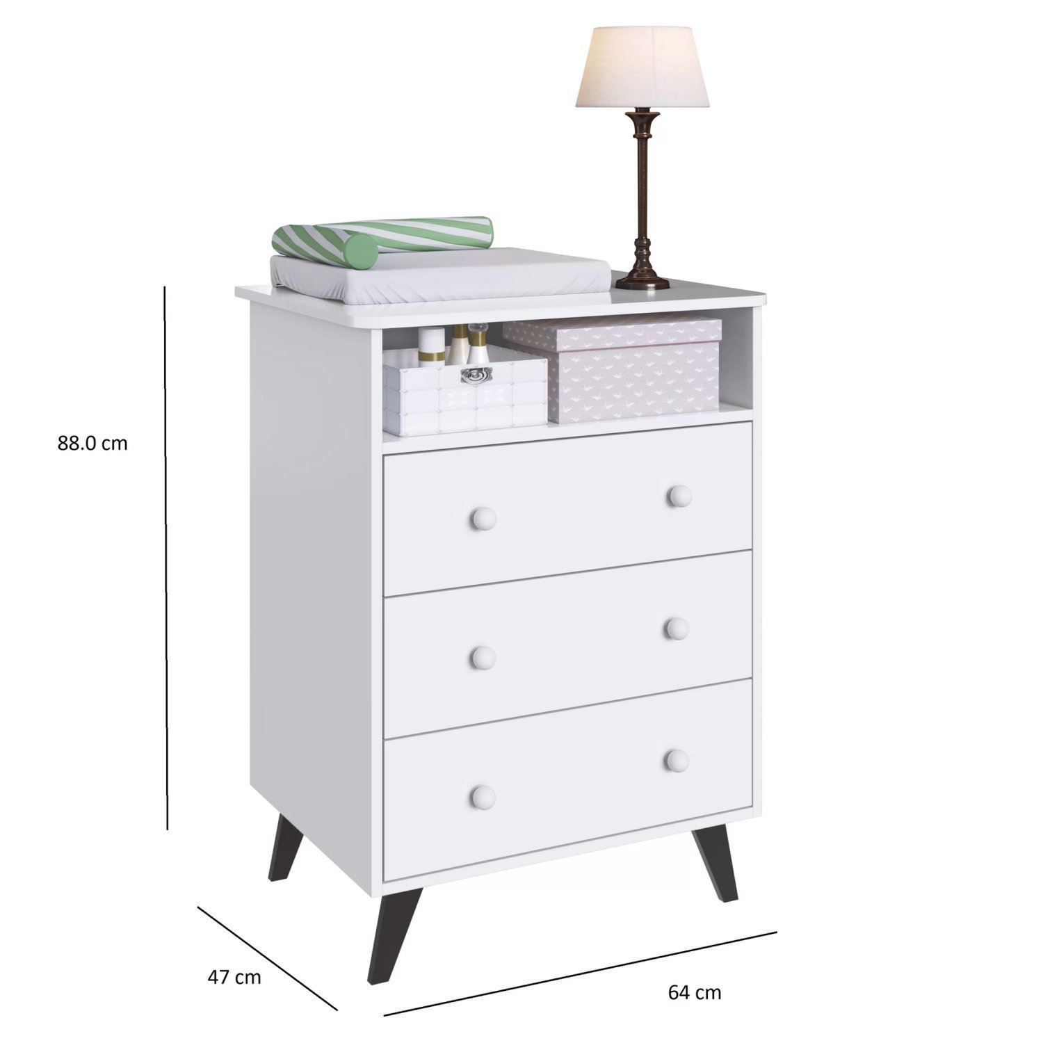 Encontraproduto.com.br - Quarto De Bebe Completo 3 Peças 1 Cômoda 1 Roupeiro 1 Berço Pipoca Móveis Percasa Branco