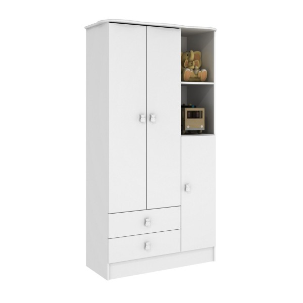 Encontraproduto.com.br - Quarto de Bebê Completo com 1 Berço 1 Cômoda 1 Guarda Roupa Arco-Íris Móveis Percasa Branco