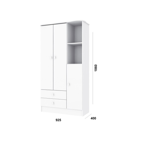 Encontraproduto.com.br - Quarto de Bebê Completo com 1 Berço 1 Cômoda 1 Guarda Roupa Arco-Íris Móveis Percasa Branco