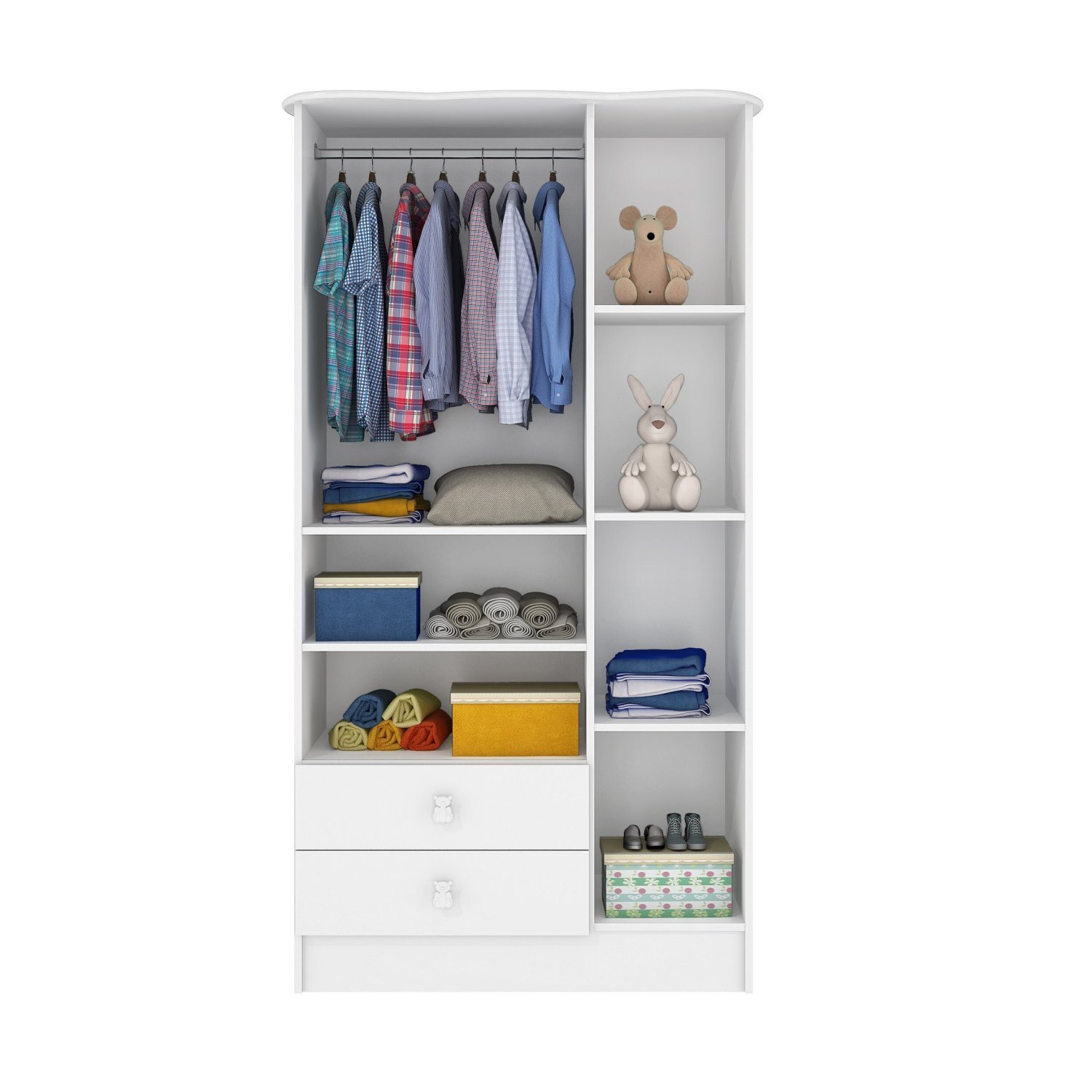 Encontraproduto.com.br - Quarto de Bebê Completo com 1 Berço 1 Cômoda 1 Guarda Roupa Arco-Íris Móveis Percasa Branco