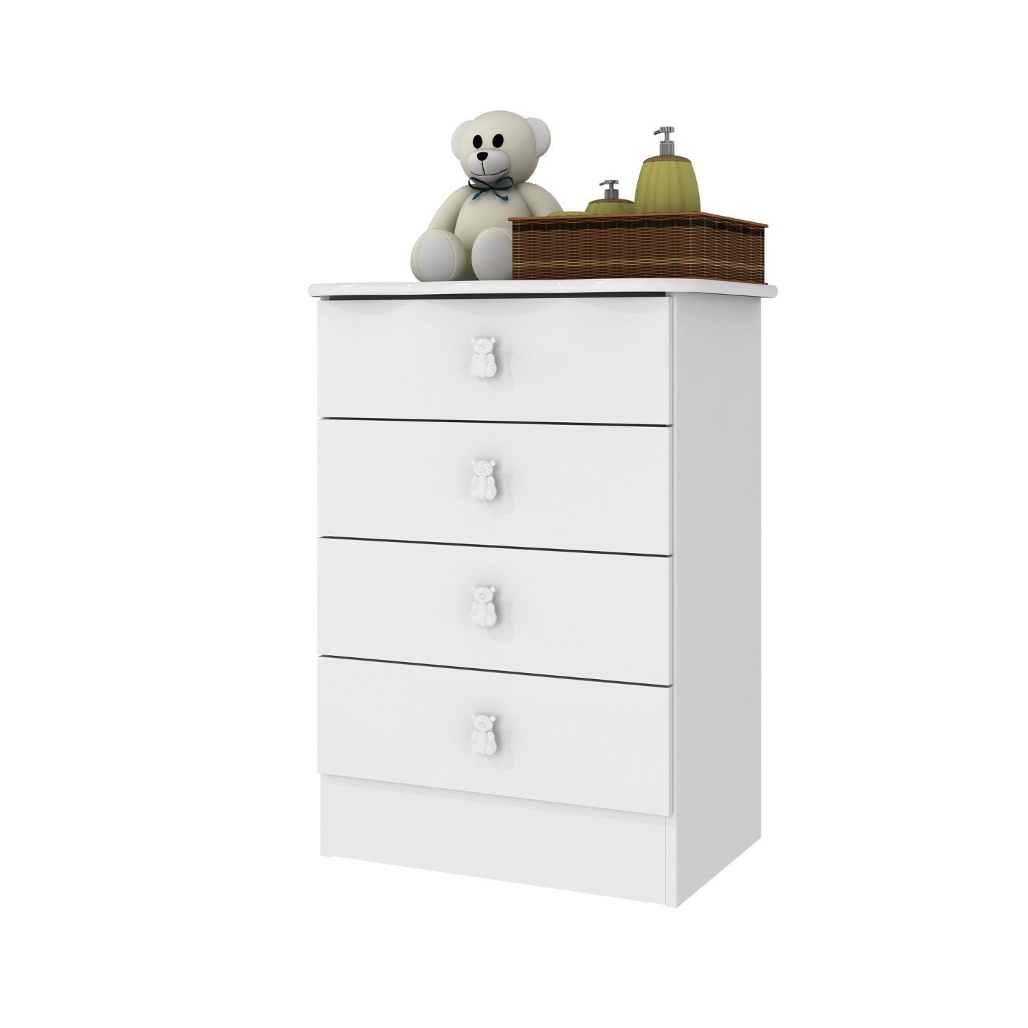 Encontraproduto.com.br - Quarto de Bebê Completo com 1 Berço 1 Cômoda 1 Guarda Roupa Arco-Íris Móveis Percasa Branco