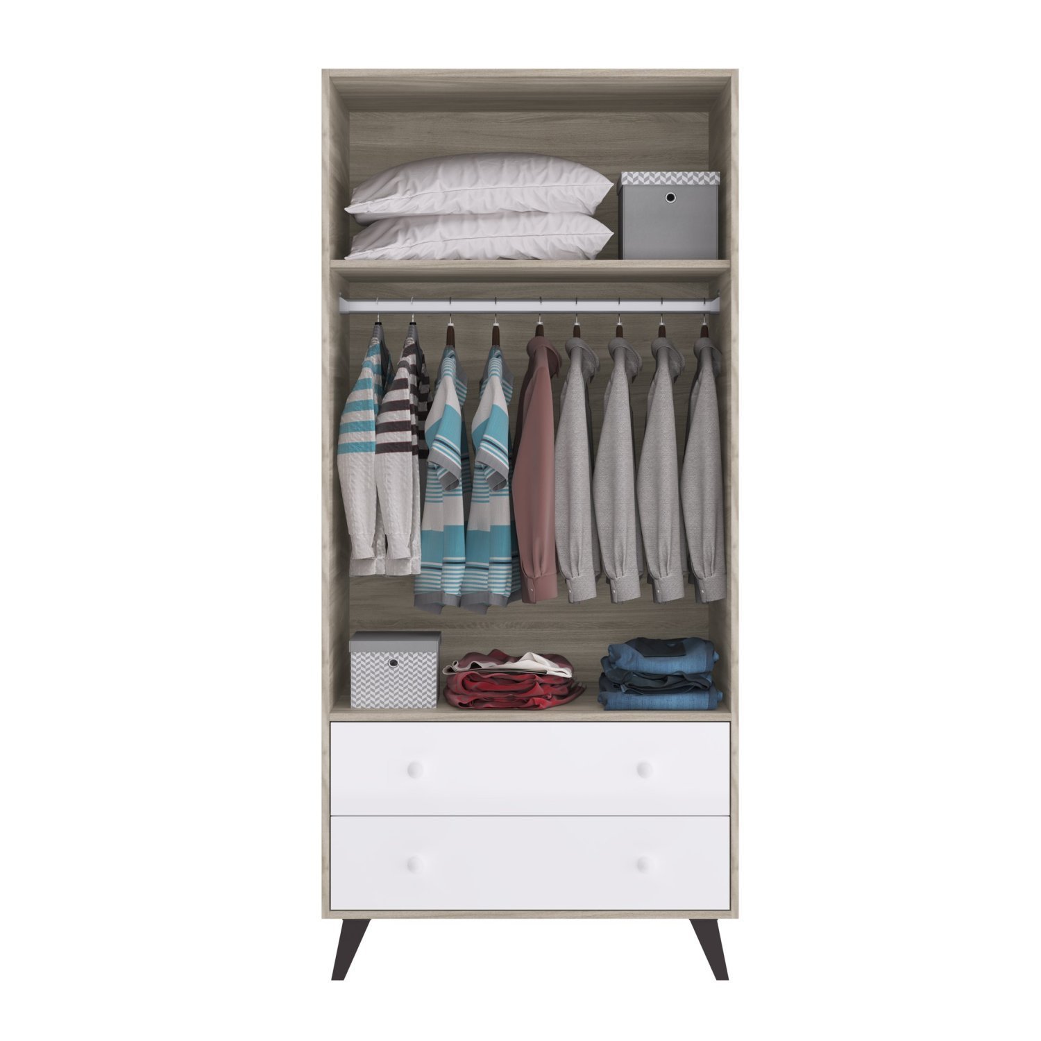 Encontraproduto.com.br - Quarto De Bebê Completo Berço Com Guarda Roupa 2 Portas 2 Gavetas Pipoca Móveis Percasa Fresno/branco