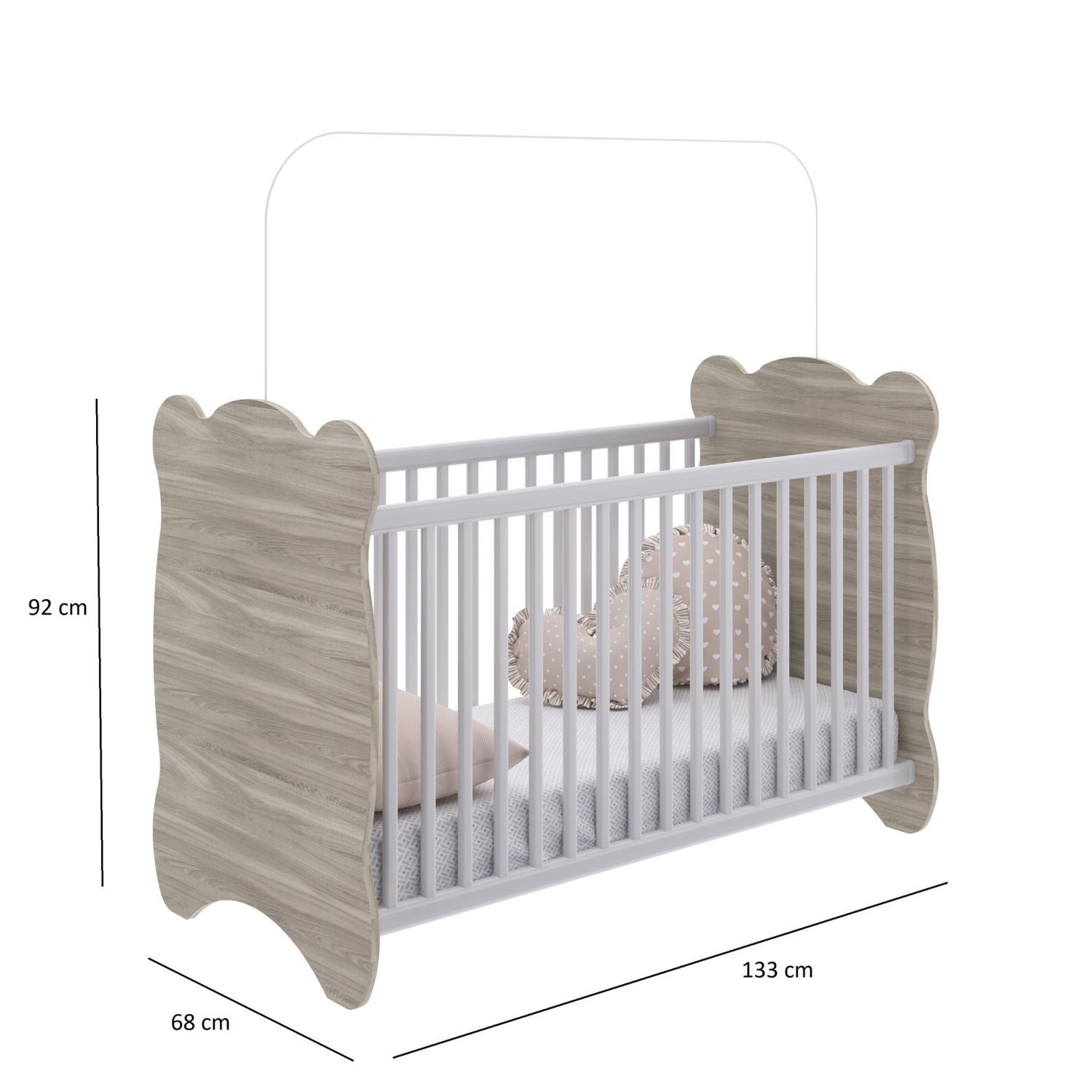 Encontraproduto.com.br - Quarto De Bebê Completo Berço Com Guarda Roupa 2 Portas 2 Gavetas Pipoca Móveis Percasa Fresno/branco