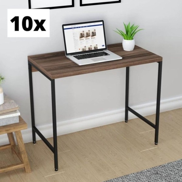 Encontraproduto.com.br - Conjunto 10 Escrivaninhas Industrial 90cm Active Yescasa Nogal