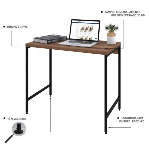 Encontraproduto.com.br - Conjunto 10 Escrivaninhas Industrial 90cm Active Yescasa Nogal
