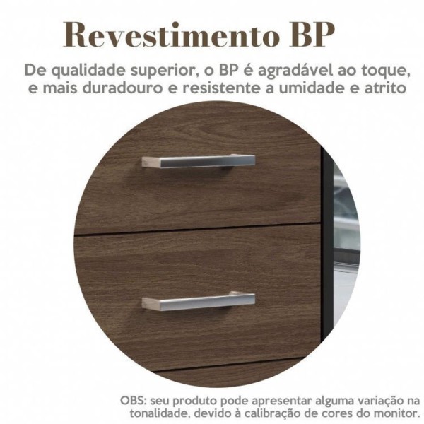 Encontraproduto.com.br - Escritório Completo 1 Mesa 160cm Com Mesa De Apoio 1 Gaveteiro Baixo Artany Charuto/preto