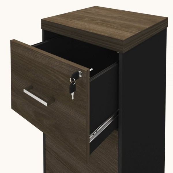 Encontraproduto.com.br - Escritório Completo 1 Mesa 160cm Com Mesa De Apoio 1 Gaveteiro Alto Artany Charuto/preto