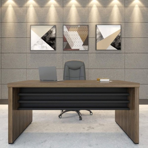 Encontraproduto.com.br - Escritório Completo 1 Mesa 160cm Com Mesa De Apoio 1 Gaveteiro Alto Artany Charuto/preto