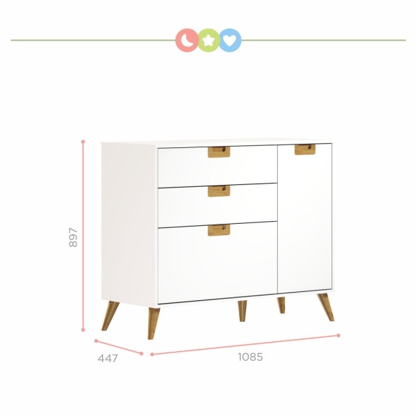 Encontraproduto.com.br - Quarto De Bebê Completo 3 Peças Caring Serpil Baby Branco/carvalho