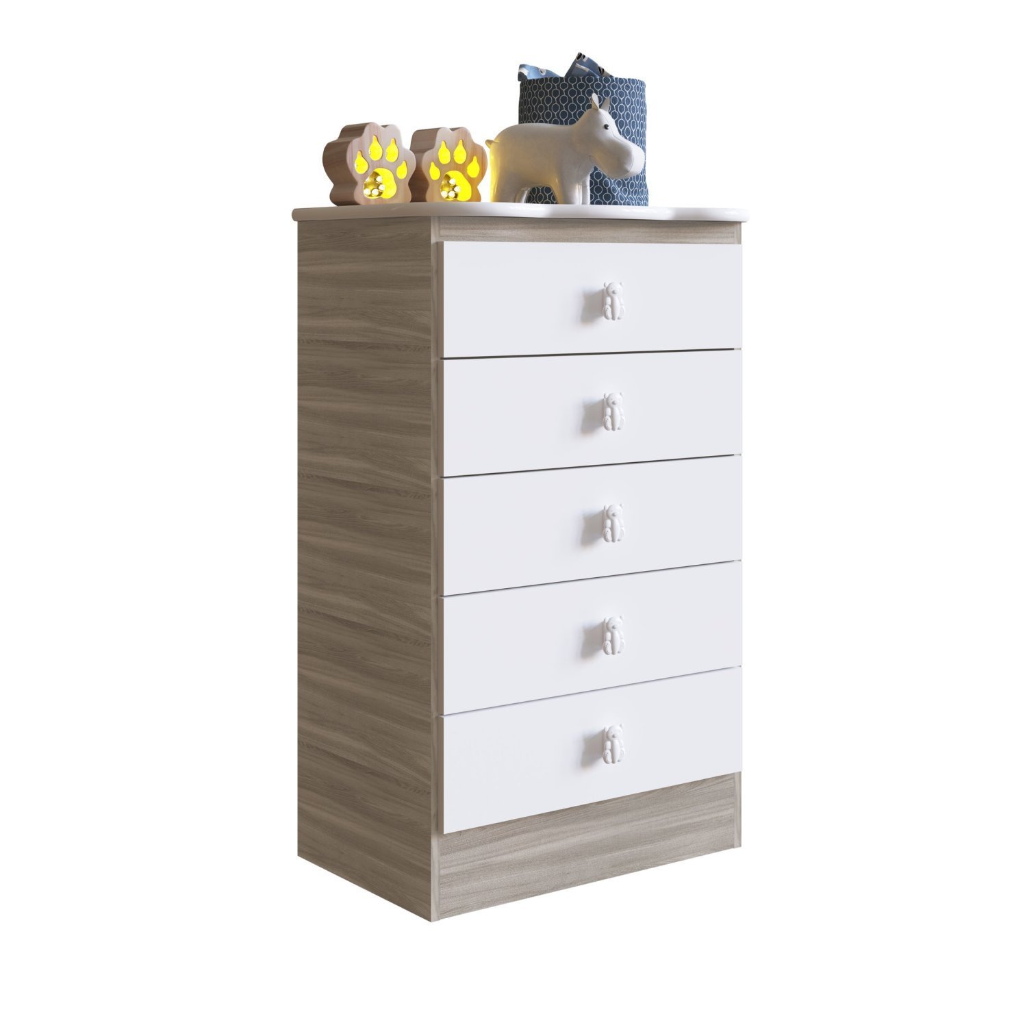 Quarto de Bebê Completo 1 Berço 1 Cômoda Pirulito Móveis Percasa Fresno/Branco